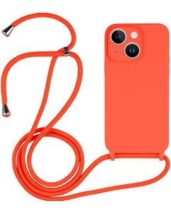 Mobigear Lanyard iPhone 14 Silicone Coque avec cordon - Orange