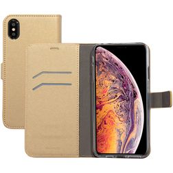 Mobiparts Saffiano Wallet Housse iPhone XS Max Etui Porte-Monnaie - Or