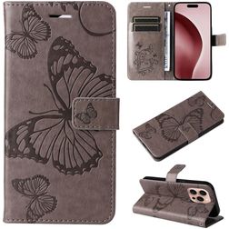 Mobigear Butterfly iPhone 16 Pro Étui Portefeuille - Gris