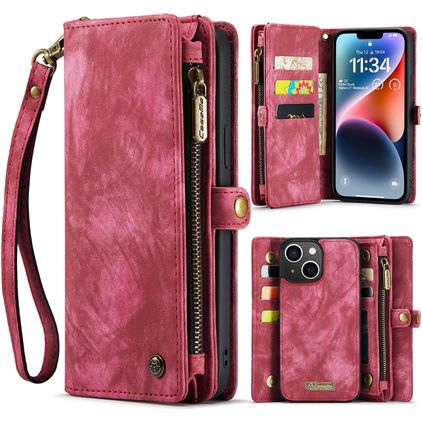 Caseme 008 Housse iPhone 15 Etui avec Coque Détachable Porte-Monnaie - Rouge