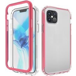 Mobigear Two-Layer Coque iPhone 12 Pro Max Coque arrière Rigide Anti-Chocs - Transparent / Rouge