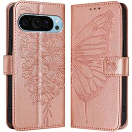 Mobigear Butterfly Housse Google Pixel 9 Pro XL Etui Porte-Monnaie - Rose doré