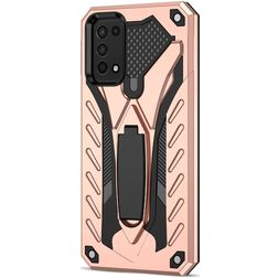 Mobigear Armor Stand Samsung Galaxy A03s Plastique rigide Coque arrière Antichoc avec béquille - Rose doré