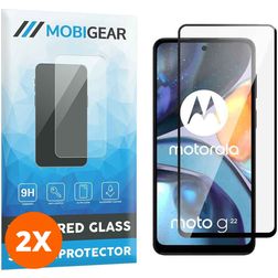 Mobigear Premium Motorola Moto G22 Verre trempé Protection d'écran - Compatible Coque - Noir (Lot de 2)