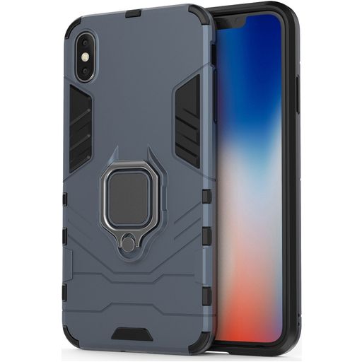 Mobigear Armor Ring Coque iPhone XS Max Coque arrière Rigide Anti-Chocs avec Anneau-Support - Bleu