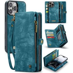Caseme 008 Housse iPhone 16 Pro Etui avec Coque Détachable Porte-Monnaie - Bleu