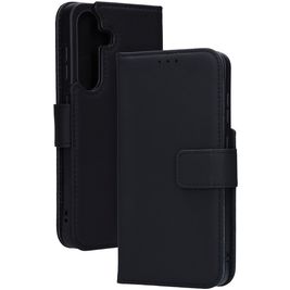 Mobiparts Housse Samsung Galaxy S25 Etui en Cuir Véritable Porte-Monnaie - Noir
