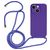 Mobigear Lanyard iPhone 14 Coque avec cordon en Silicone - Violet