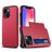 Mobigear Card Coque iPhone 15 Coque arrière Rigide Anti-Chocs avec Porte-Cartes - Rouge