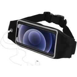 Mobiparts Comfort Fit Belt Brassard Téléphone iPhone 12 Mini Ceinture Coque de Sport en Neoprène - Noir