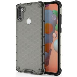 Mobigear Honeycomb Coque Samsung Galaxy A11 Coque arrière Rigide Anti-Chocs - Gris