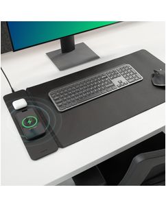 Mobilize PU Leather Desk Mat - Chargeur Qi Wireless 2 mètres 15W - Noir