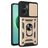 Mobigear Armor Ring Cam Slide Xiaomi Redmi 10 5G Plastique rigide Coque arrière Antichoc avec bague de maintien et cache caméra coulissant - Or