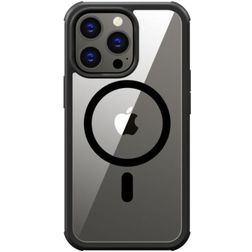 Valenta Full Cover Coque iPhone 14 Pro Max MagSafe Coque arrière en Verre trempé Anti-Chocs - Transparent / Noir