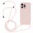 Mobigear Lanyard iPhone 15 Pro Coque avec cordon en Silicone - Sand Pink