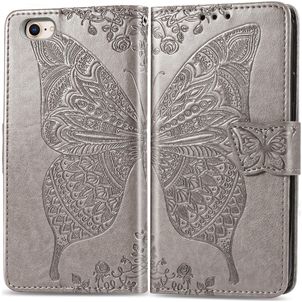 Mobigear Butterfly Housse iPhone 16e Etui Porte-Monnaie - Gris