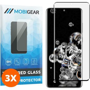 Mobigear Curved Samsung Galaxy S20 Ultra Verre trempé Protection d'écran - Compatible Coque - Noir (Lot de 3)