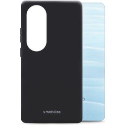 Mobilize Rubber Gelly Coque OPPO A60 Coque arrière en TPU Souple - Noir