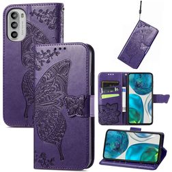 Mobigear Butterfly Housse Motorola Moto G52 Etui Porte-Monnaie - Violet