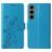 Mobigear Flowers Housse Samsung Galaxy S24 FE Etui Porte-Monnaie - Bleu