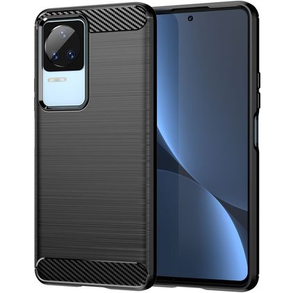 Mobigear Brushed Slim Coque POCO F4 Coque arrière en TPU Souple - Noir