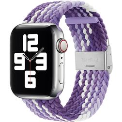 Mobigear Braided Bracelet Nylon Apple Watch Fermeture à pince - 49/46/45/44 mm - Blanc / Violet