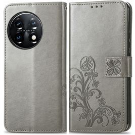 Mobigear Clover Housse OnePlus 11 Etui Porte-Monnaie - Gris