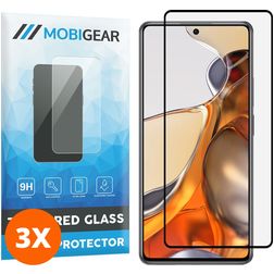 Mobigear Premium Xiaomi 11T Pro Verre trempé Protection d'écran - Compatible Coque - Noir (Lot de 3)