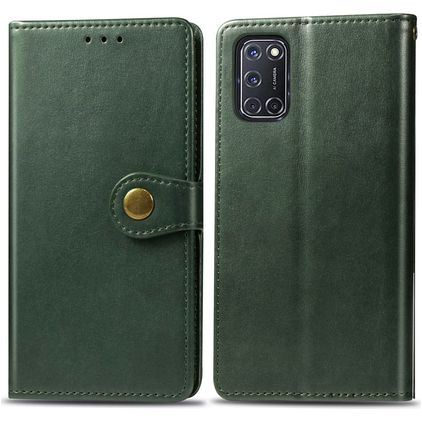 Mobigear Snap Button Housse OPPO A52 Etui Porte-Monnaie - Vert