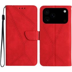 Mobigear Stitch Housse iPhone 17 Pro Etui Porte-Monnaie - Rouge