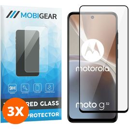 Mobigear Premium Motorola Moto G32 Verre trempé Protection d'écran - Compatible Coque - Noir (Lot de 3)