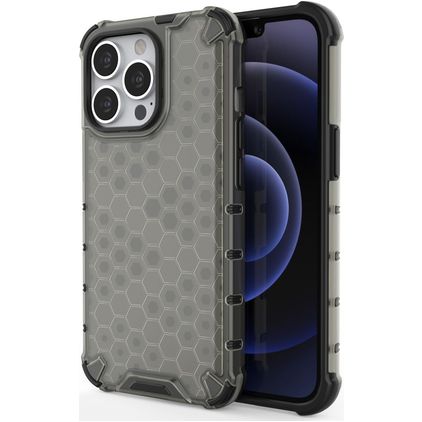 Mobigear Honeycomb Coque iPhone 14 Pro Max Coque arrière Rigide Anti-Chocs - Noir