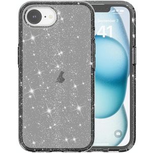 Mobigear Crystal Glitter Coque iPhone 16e Coque arrière Rigide - Noir