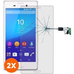 Mobigear Sony Xperia M4 Aqua Verre trempé Protection d'écran - Compatible Coque (Lot de 2)