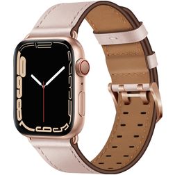 Mobigear Milano Bracelet Cuir Apple Watch Fermeture boucle ardillon - 42/41/40/38 mm - Rose doré