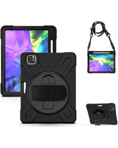 Mobigear SureGrip XGuard Coque iPad Pro 11 Pouces (2020) Coque arrière en Plastique rigide,Silicone + Porte-crayon + Bandoulière + Support Amovible - Noir