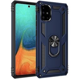 Mobigear Armor Ring Coque Samsung Galaxy A71 Coque arrière Rigide Anti-Chocs avec Anneau-Support - Bleu