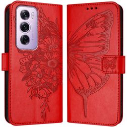 Mobigear Butterfly Housse OPPO Reno 12 Pro Etui Porte-Monnaie - Rouge