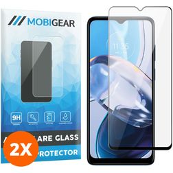 Mobigear Premium Motorola Moto E22 Verre trempé Protection d'écran - Compatible coque - Noir (Lot de 2)