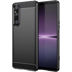 Mobigear Brushed Slim Coque Sony Xperia 1 V Coque arrière en TPU Souple - Noir
