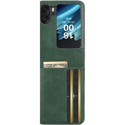 Mobigear Excellent Wallet Coque OPPO Find N2 Flip Coque arrière Rigide - Vert