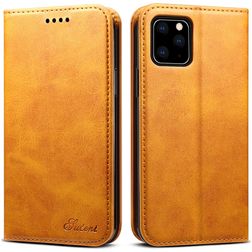 Suteni Art Housse iPhone 11 Etui Porte-Monnaie - Cognac