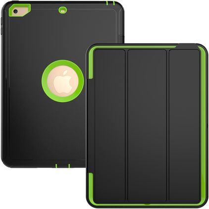 Mobigear Tri-Fold Folio Coque iPad 6 (2018) Etui en Plastique rigide,TPU - Noir / Vert