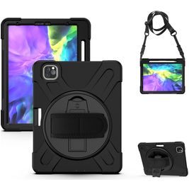 Mobigear SureGrip Coque iPad Pro 11 Pouces (2018) Coque arrière en Plastique rigide,Silicone + Porte-crayon + Bandoulière + Support Amovible - Noir