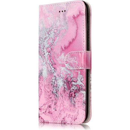 Mobigear Marble Housse iPhone 8 Plus Etui Porte-Monnaie - Rose