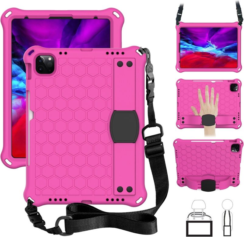 Coque Enfant Redmi Pad 2 11" (2025) - Protection EVA Avec Béquille Papillon Et Bandoulière - Rose Rouge