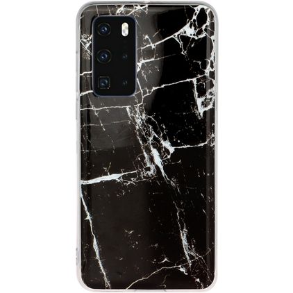 Mobigear Marble Coque Huawei P40 Coque arrière en TPU Souple - Noir