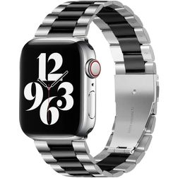 Mobigear Antwerp Bracelet Acier Apple Watch Fermeture boucle déployante - 42/41/40/38 mm - Noir / Argent