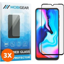 Mobigear Premium Motorola Moto E7 Plus Verre trempé Protection d'écran - Compatible Coque - Noir (Lot de 3)