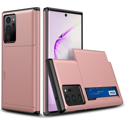 Mobigear Card Coque Samsung Galaxy Note 20 Ultra Coque arrière Rigide Anti-Chocs avec Porte-Cartes - Rose doré